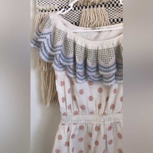 LoveShackFancy Eyelet Embroidered Floral Ruffle Overlay Mini Dress Cottagecore - Picture 3 of 5